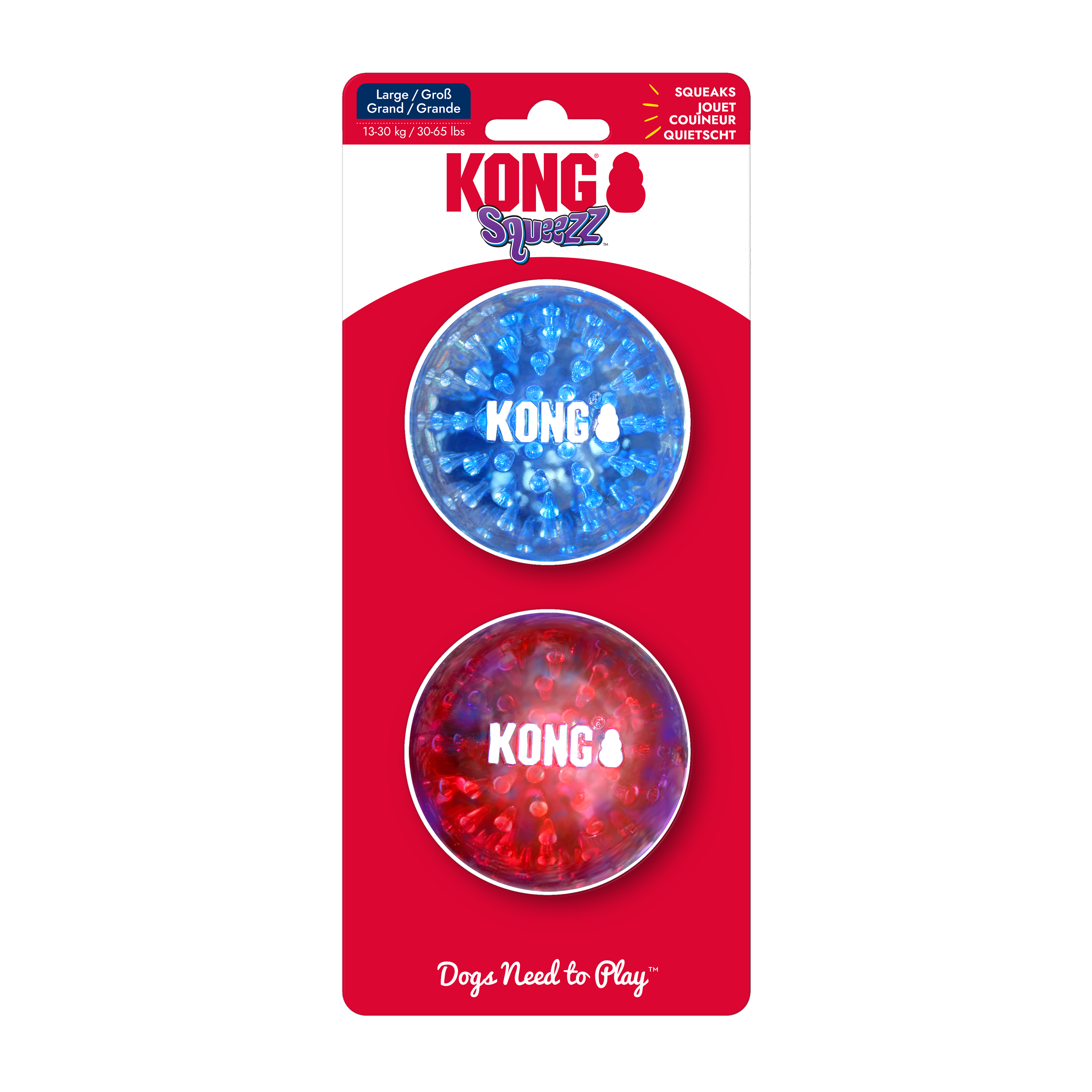 Kong Squeezz Geodz 2pk Assorted L