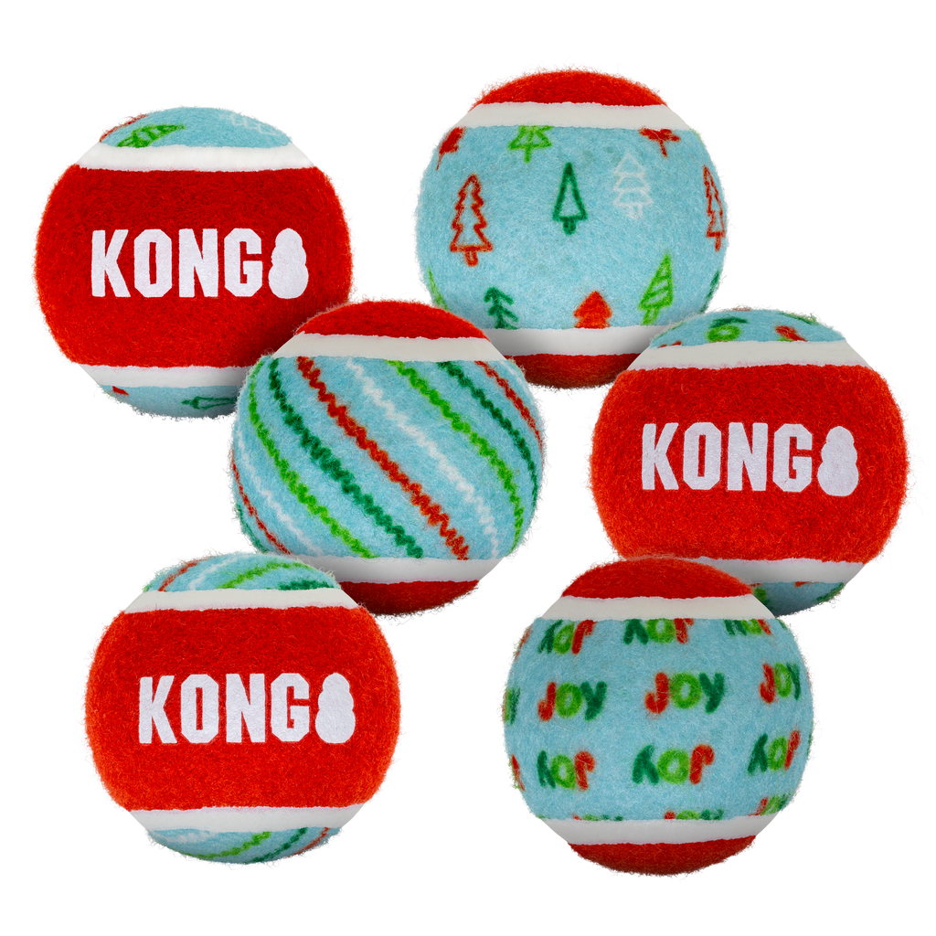 Kong Xmas SqueakerAir Tennis Ball x6 S