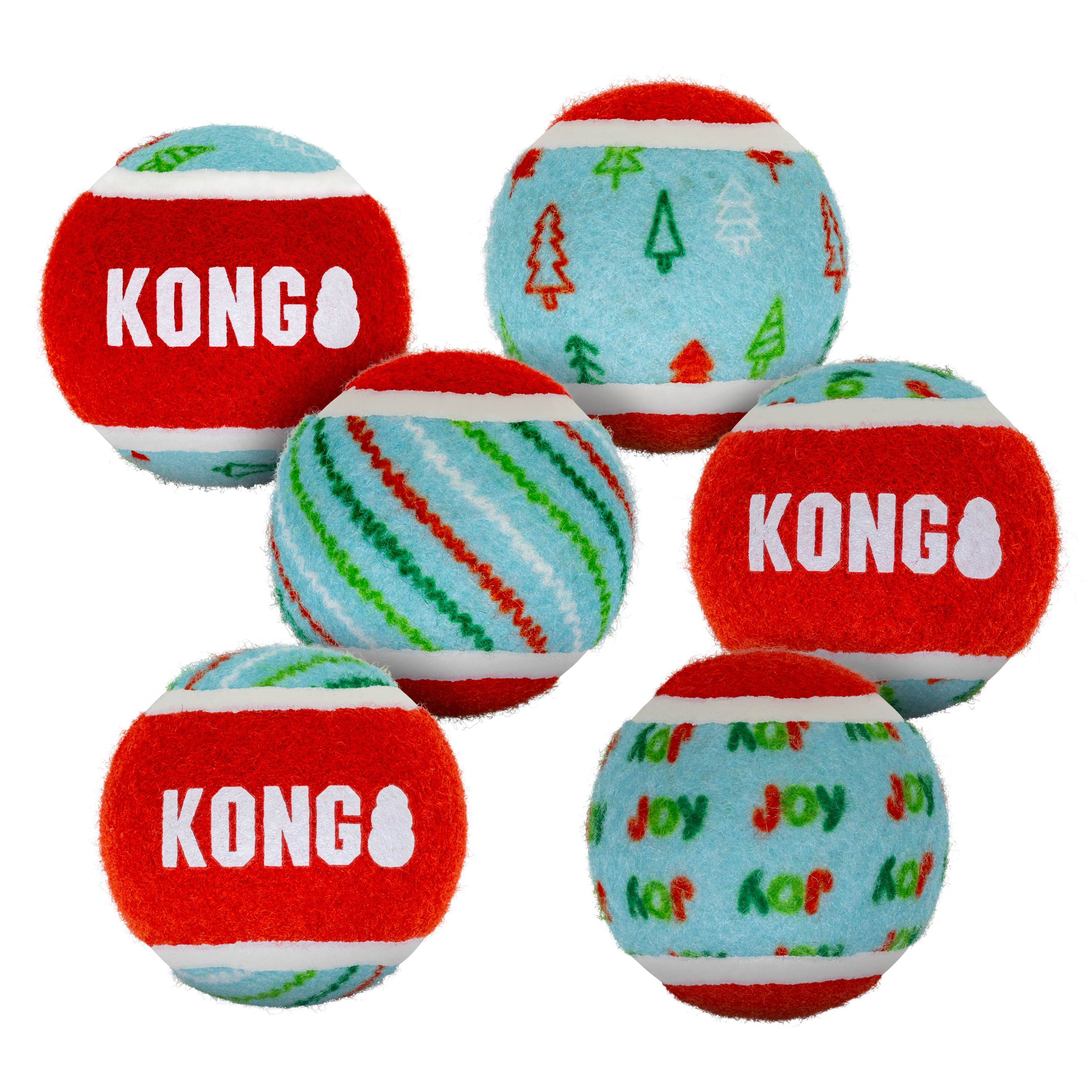 Kong Xmas SqueakerAir Tennis Ball x6 S