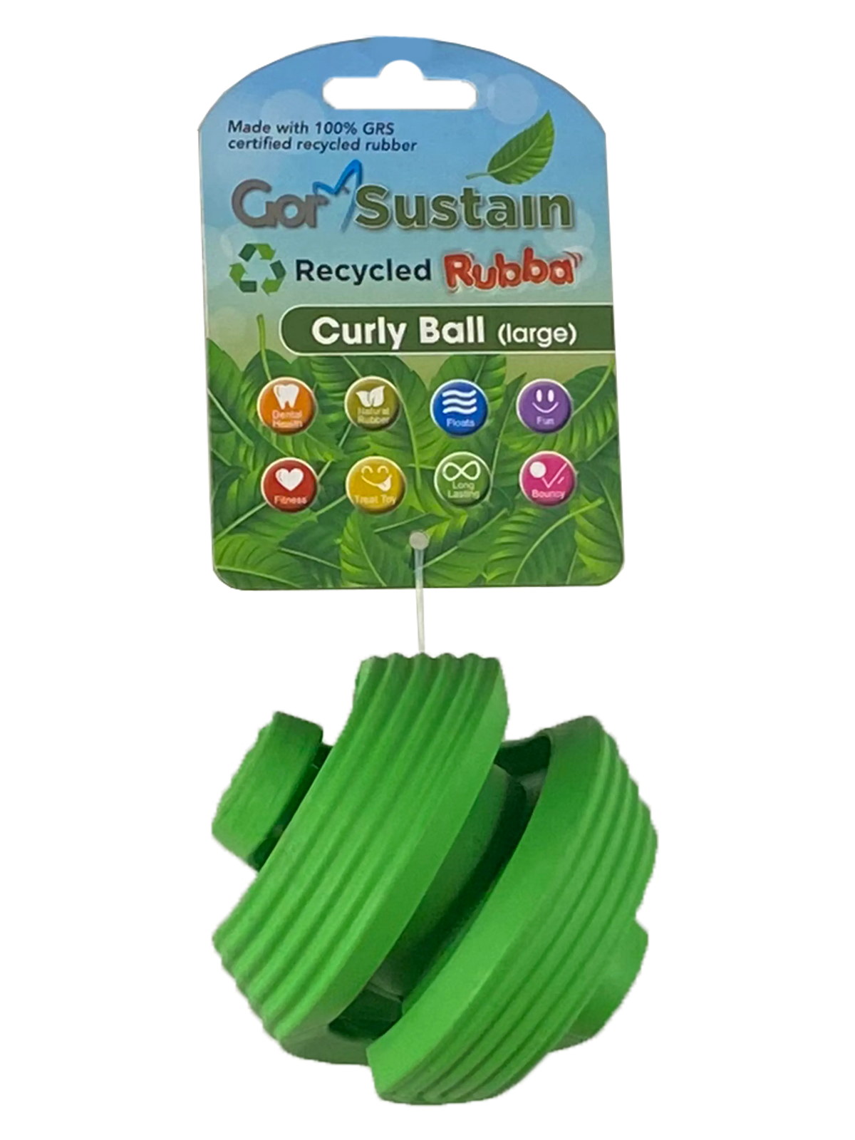 Gor Sustain Rubba Curly Ball Large (10.5cm) Green