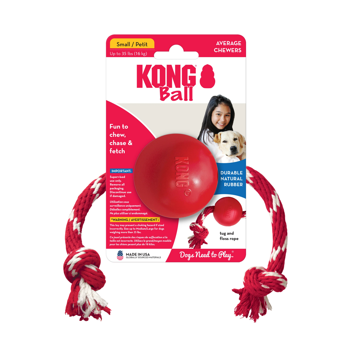KONG Ball w/Rope Sm EU