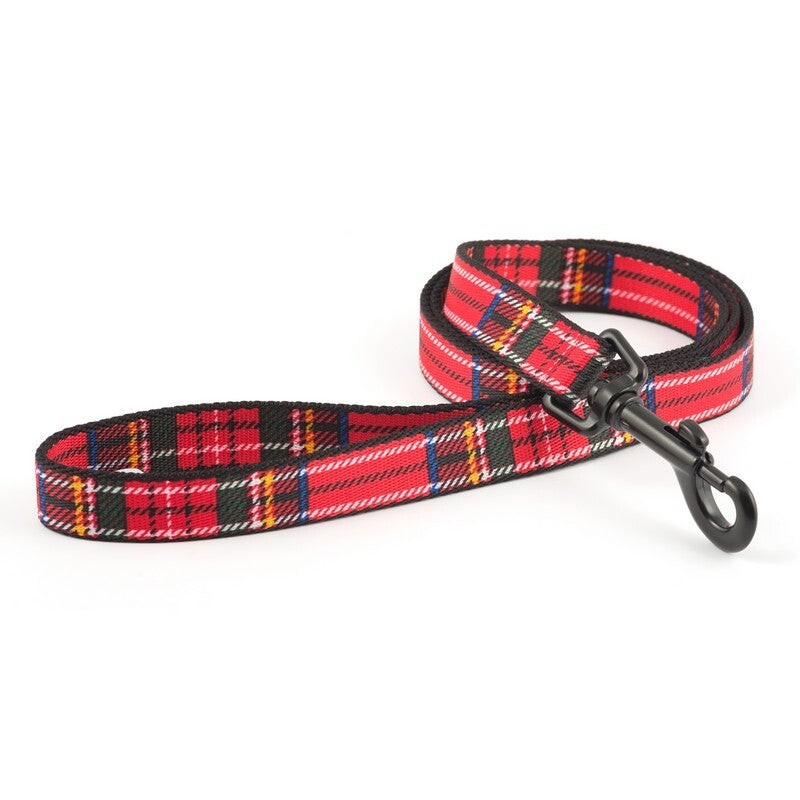 Ancol Nylon Red Tartan Dog Lead 19mm x 1m