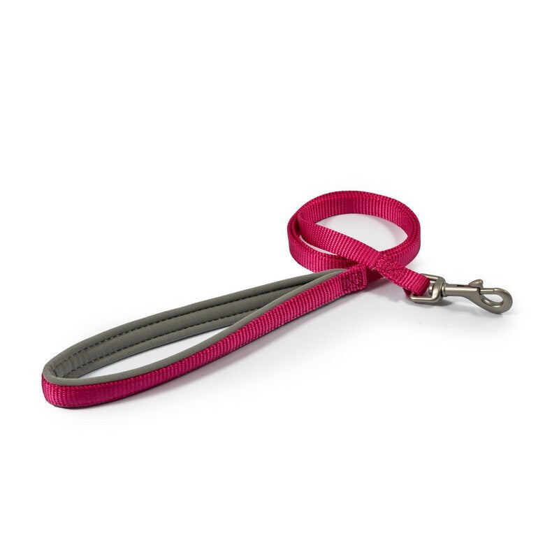Ancol Nylon Padded Dog Lead Raspberry 12mm x 1m