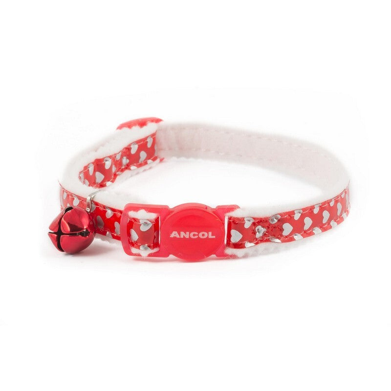 Ancol Reflective Gloss Red Hearts Cat Collar