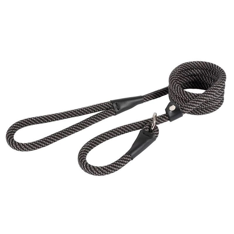 Ancol Nylon Rope Slip Lead Black/Grey 12mm x 1.5m