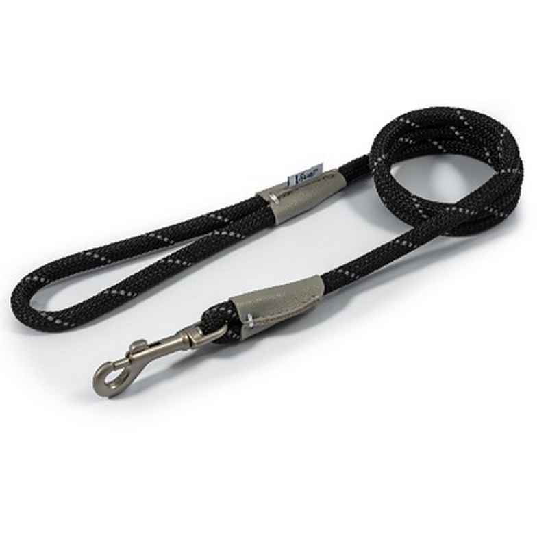 Ancol Viva Rope Reflective Snap Lead Black 10mm x 1.07m