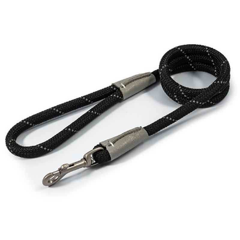 Ancol Viva Rope Reflective Snap Lead Black 12mm x 1.07m