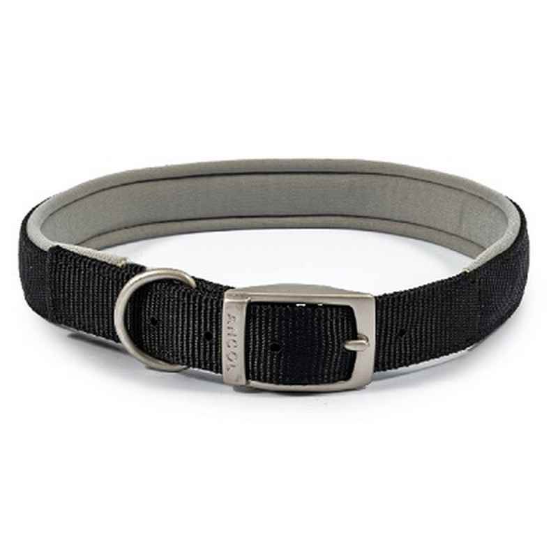 Ancol Viva Padded Buckle Collar Black 45-54cm