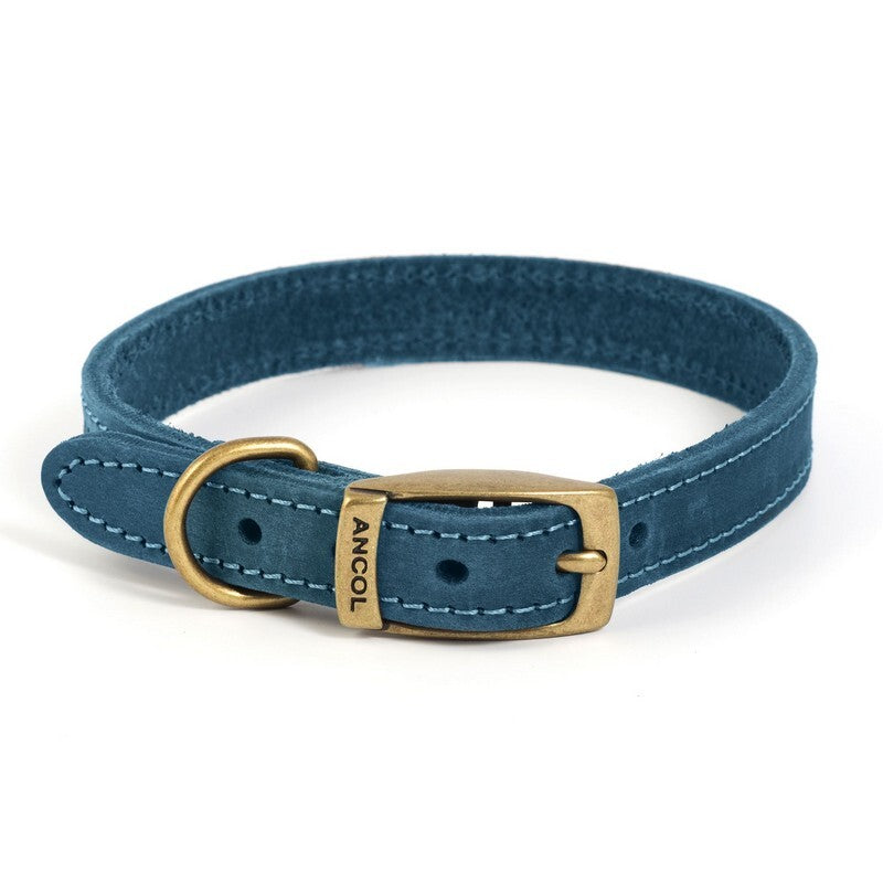 Ancol Heritage Collection Timberwolf Leather Dog Collar Blue 28-36cm