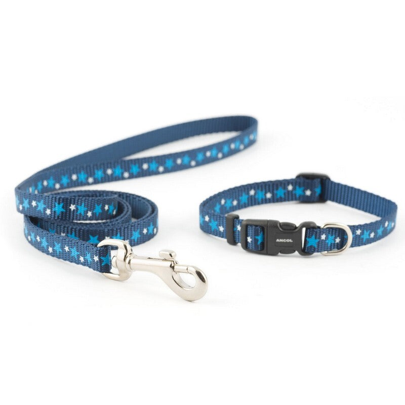 Ancol Small Bite Star Collar & Lead Puppy Set Blue