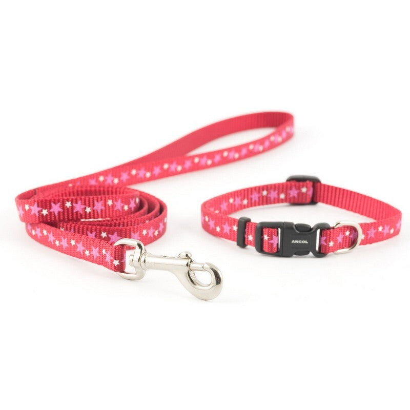 Ancol Small Bite Star Collar & Lead Puppy Set Red
