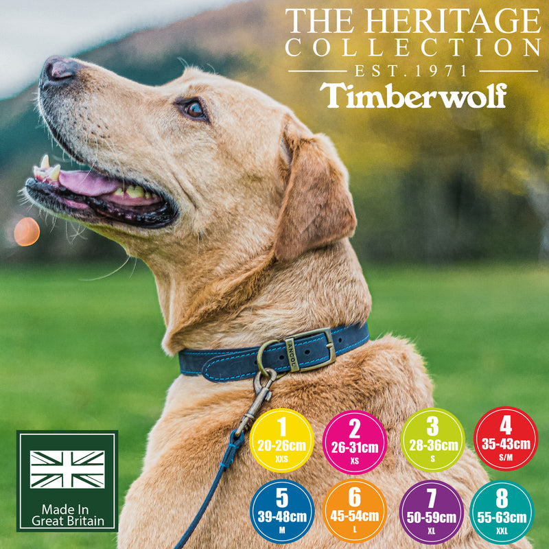 Ancol Heritage Timberwolf Raspberry Leather Dog Collar 26 - 31 cm