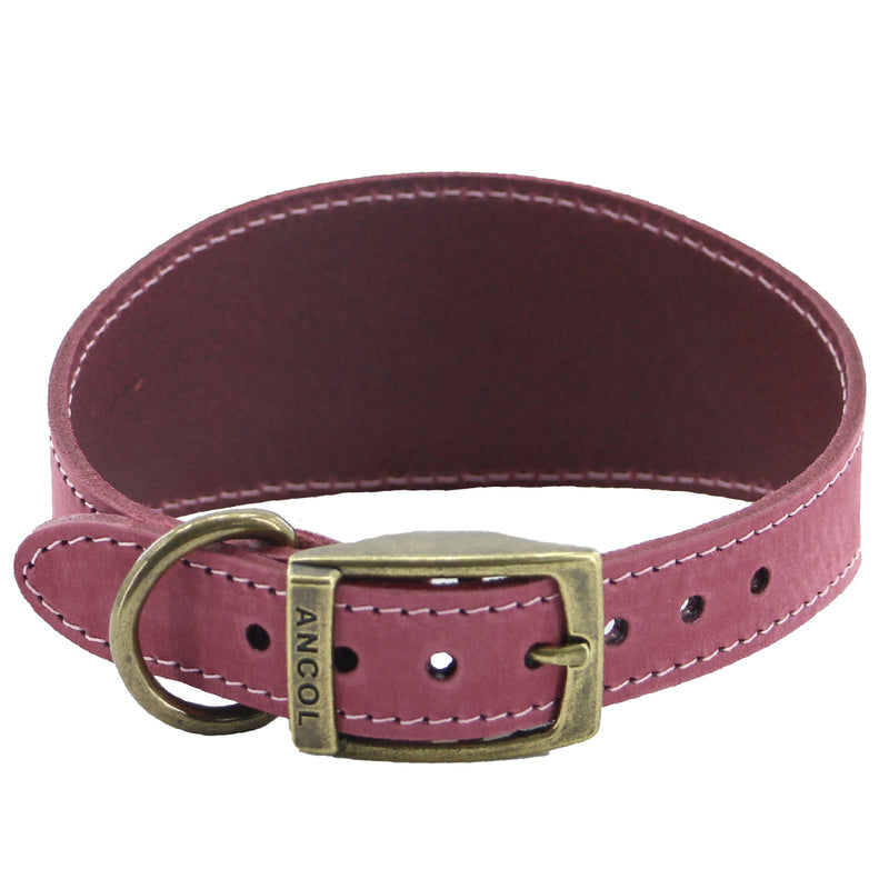 Ancol Heritage Collection Timberwolf Leather Greyhound Collar Raspberry 34-43cm