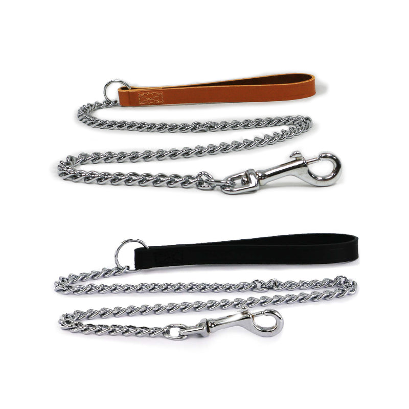 Ancol Classic Collection Leather Chain Lead Heavy Tan 90cm