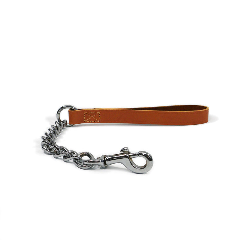 Ancol Classic Collection Leather Chain Lead Extra Heavy Tan 50cm
