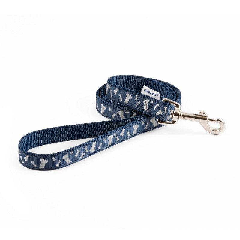 Ancol Paw and Bone Reflective Dog Lead Blue 19mm x 1m