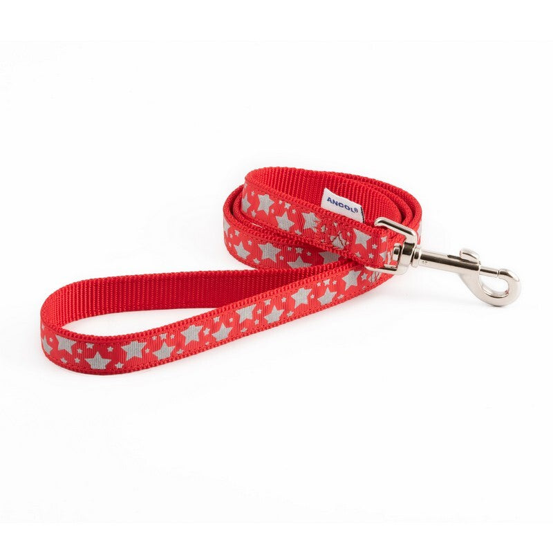 Ancol Stars Reflective Dog Lead Red 19mm x 1m