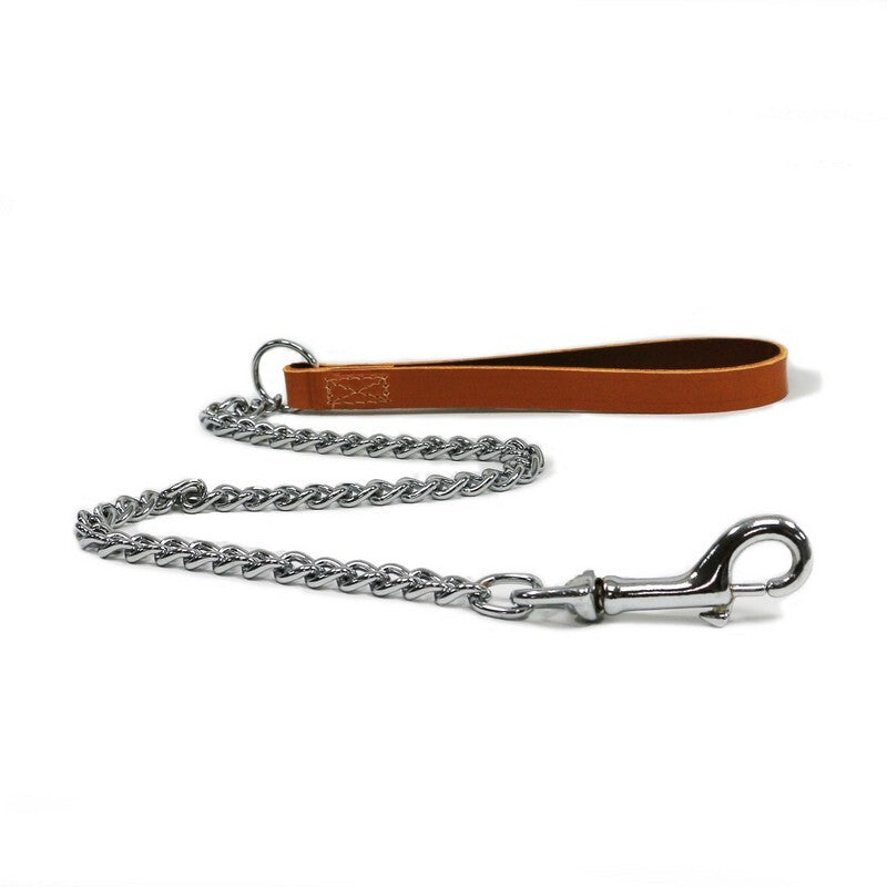 Ancol Classic Collection Leather Chain Lead Heavy Tan 80cm