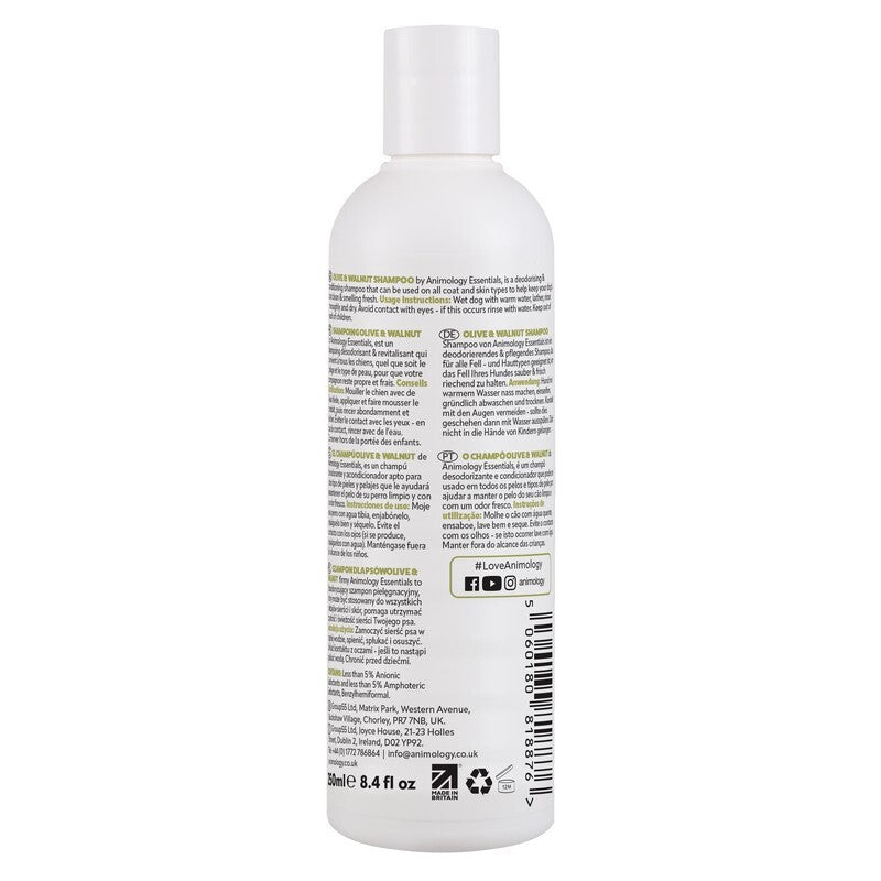 Animology Essentials Olive & Walnut Shampoo for Dogs 250ml x 5