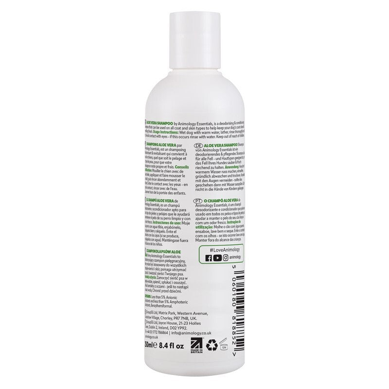 Animology Essentials Aloe Vera Shampoo for Dogs 250ml x 5