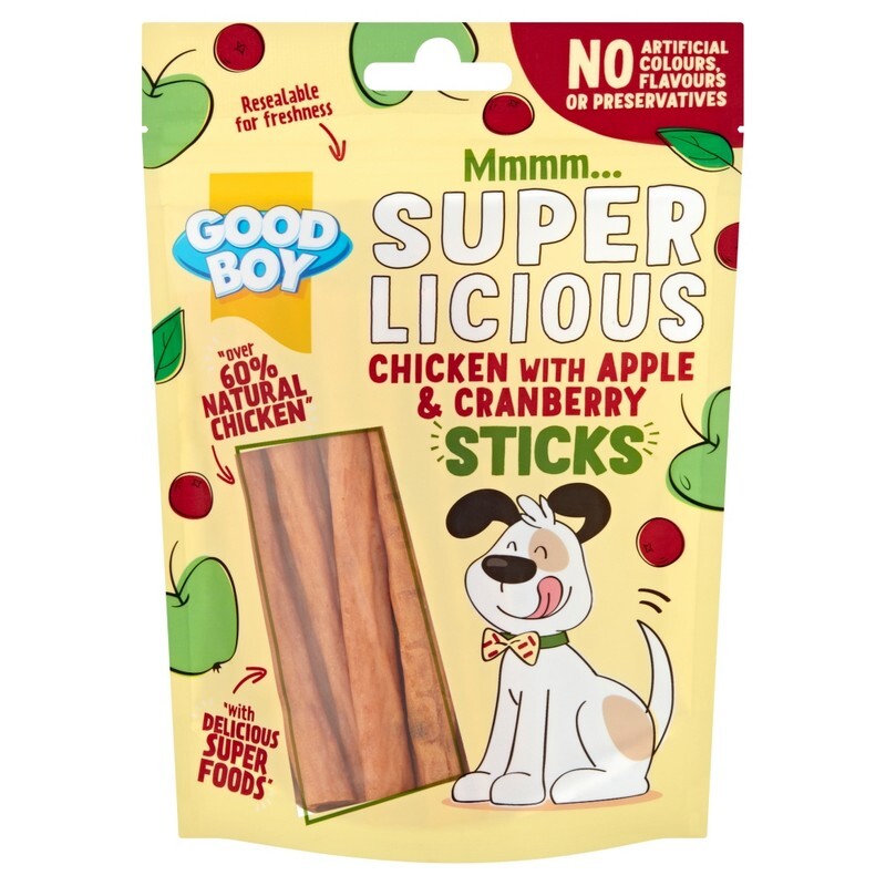 Good Boy Superlicious Chicken with Apple & Cranberry Sticks 100g x 12