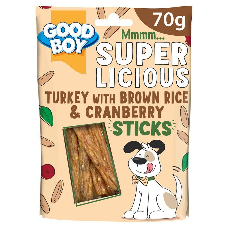Good Boy Superlicious Turkey, Brown Rice & Cranberry Sticks 70gx14