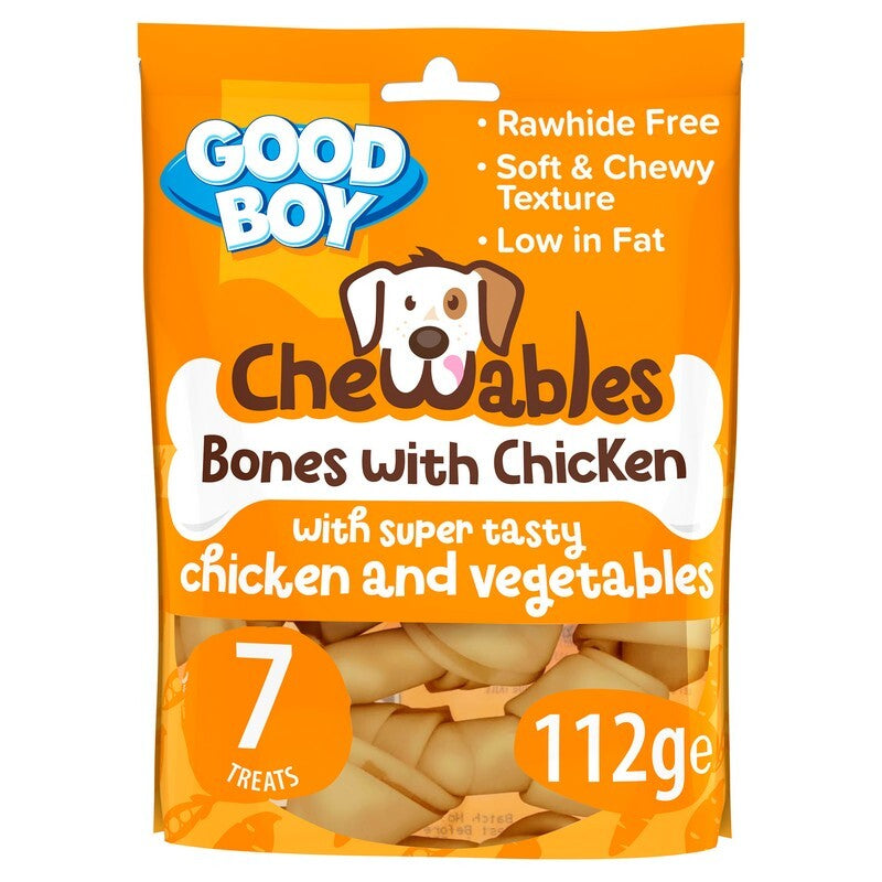 Good Boy Chewables Rawhide Free Chicken Mini Bones 7 pack 112g x 10