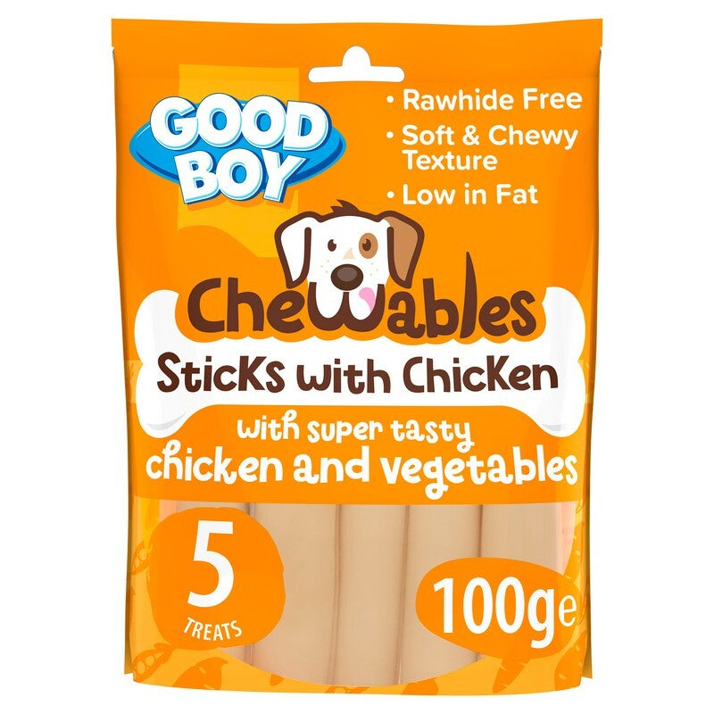 Good Boy Chewables Rawhide Free Chicken Sticks 5 pack 100g x 18