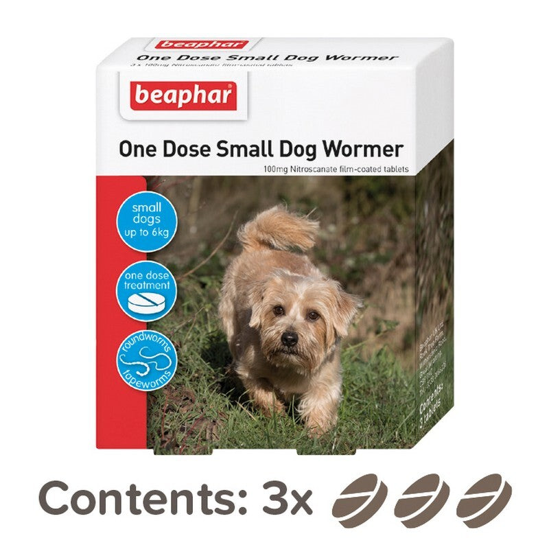 Beaphar One Dose Worming Tablets Small Dog & Puppy (up to 6kg) 3 Tablets x 6