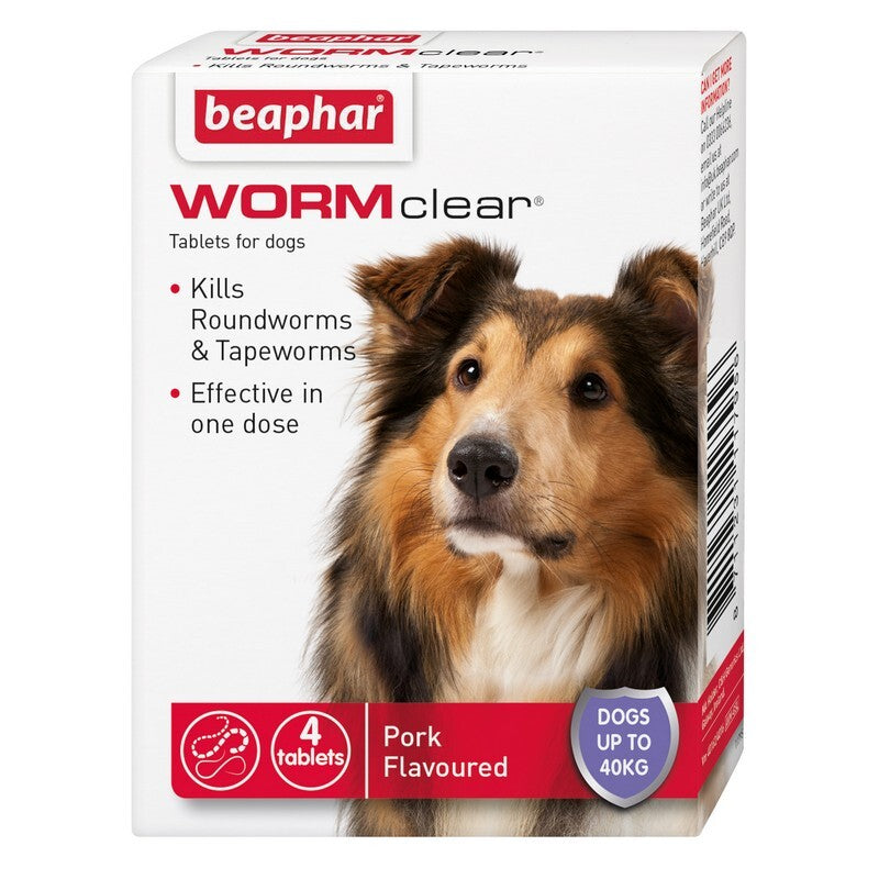 Beaphar WORMclear Worming Tablets for Dogs (up to 40kg) 4 tablets x 6