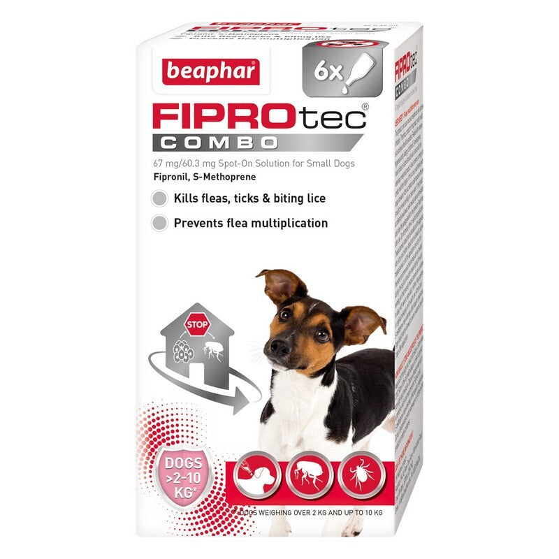 Beaphar FIPROtec COMBO Flea & Tick Spot On for Small Dogs 6 pipettes x 4