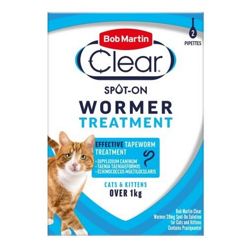 Bob Martin Clear Spot On Wormer for Cats & Kittens 2 Pipettes x 10