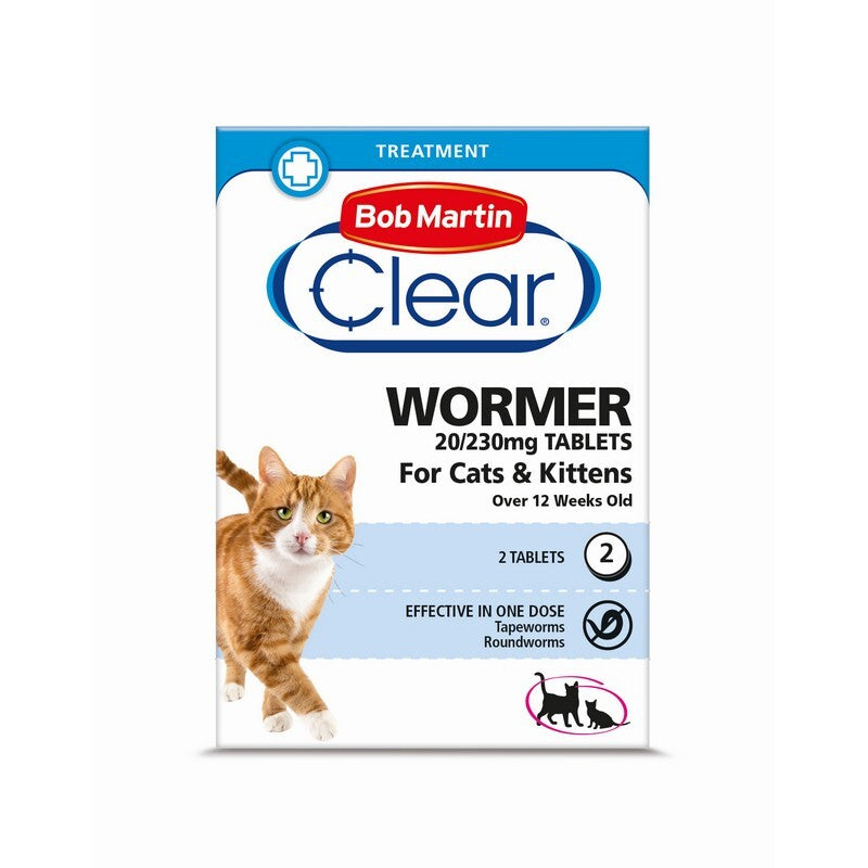 Bob Martin Clear 2 in 1 Wormer Tablets for Cats & Kittens 2 Tablets x 6