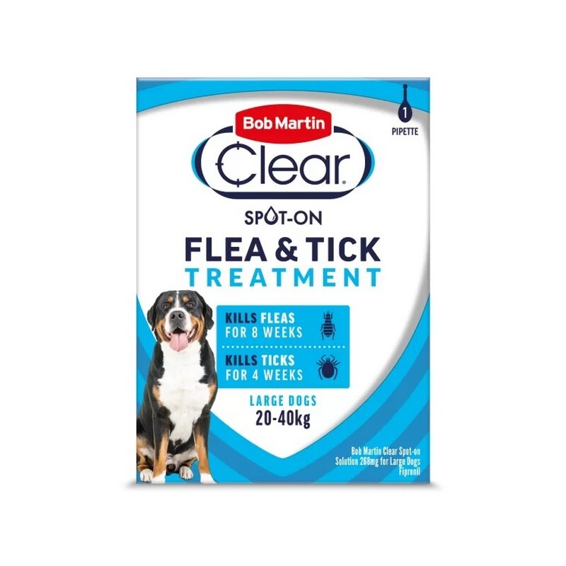 Bob Martin Clear Spot On Flea & Tick Treatment Large Dog (20-40kg) 1 pipette x 10