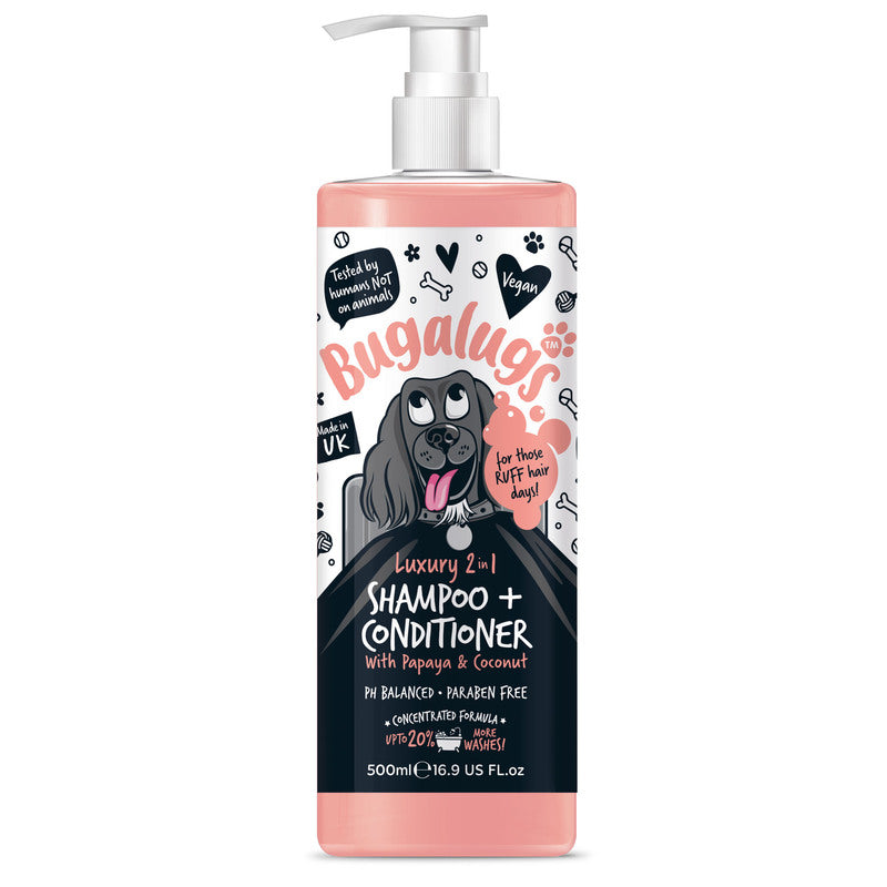 Bugalugs Luxury 2 in 1 Papaya & Coconut Dog Shampoo & Conditioner 500ml