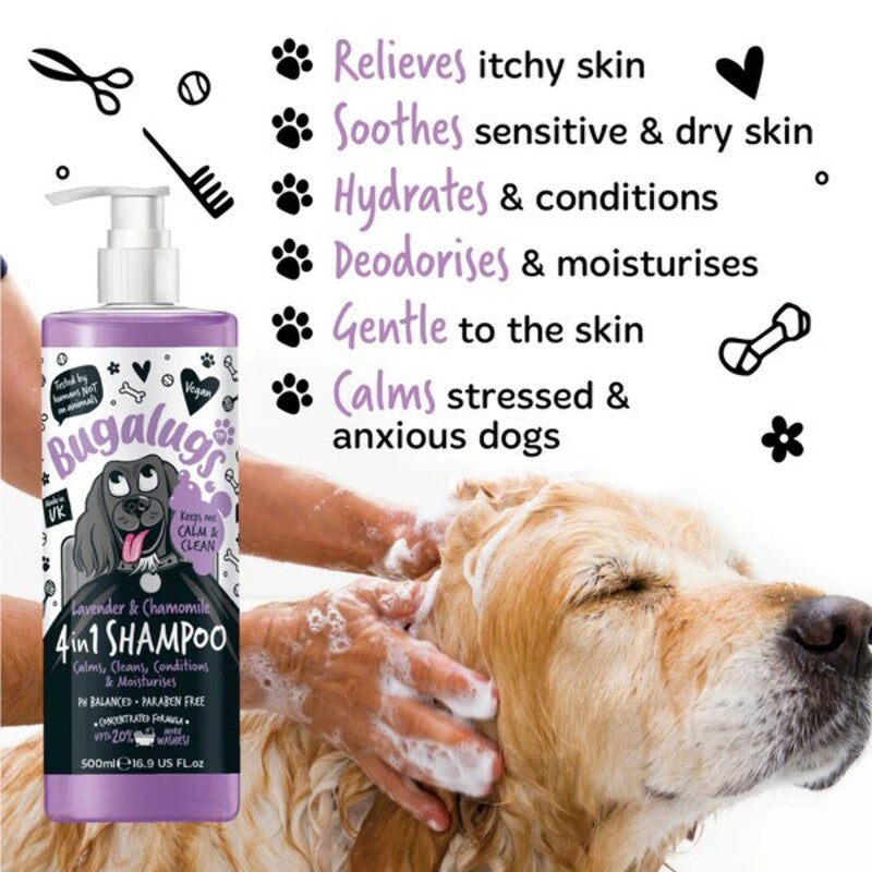 Bugalugs Lavender & Chamomile 4 in 1 Calming Dog Shampoo 250ml