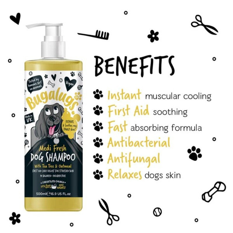 Bugalugs Medi Fresh with Tea Tree & Oatmeal Dog Shampoo 250ml