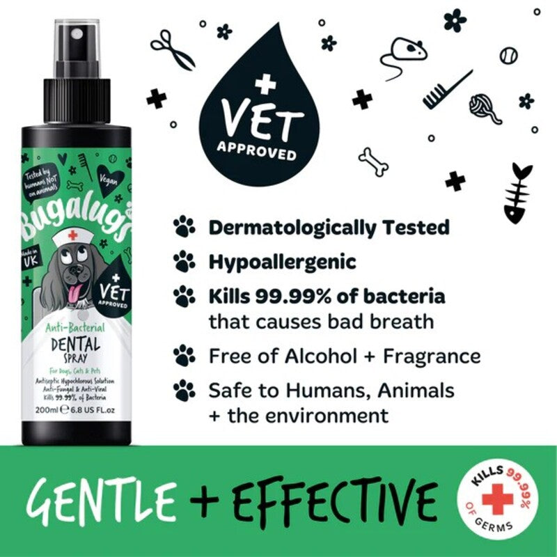 Bugalugs Antibacterial Dental Spray for Dogs, Cats & Pets 200ml x 6