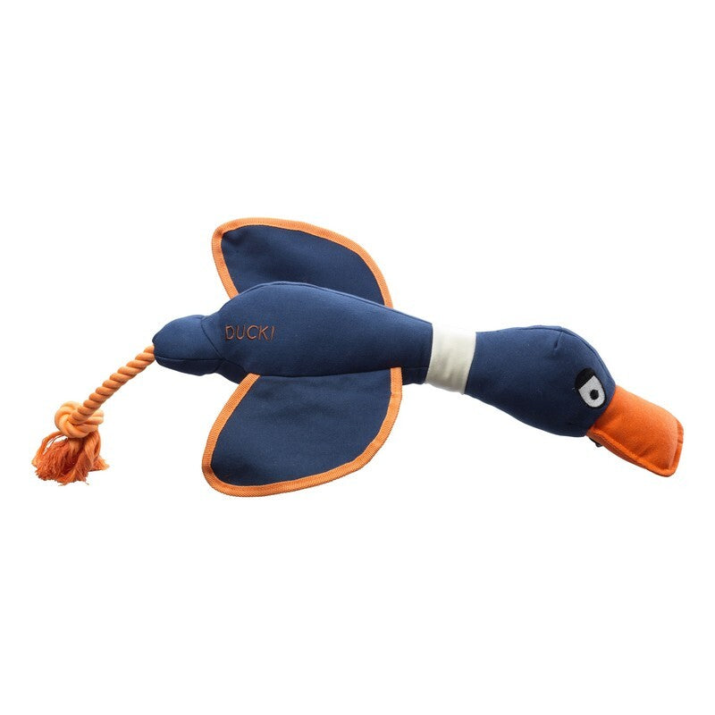 House of Paws Canvas Duck Thrower Dog Toy Navy