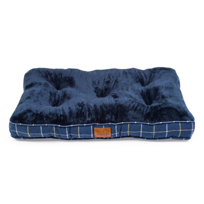 House of Paws Navy Check Tweed Boxed Duvet Small