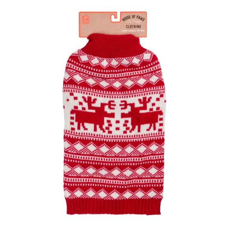 HOP Xmas Reindeer Fairisle Polo Jump XL
