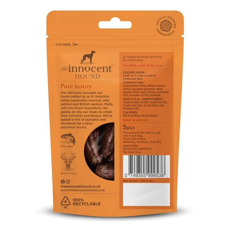 Innocent Hound Wild Game Sausages with Pumpkin & Cinnamon 5 pieces