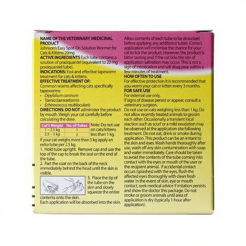 JVP Spot-On Wormer for Cats & Kittens 2 pipettes x 6