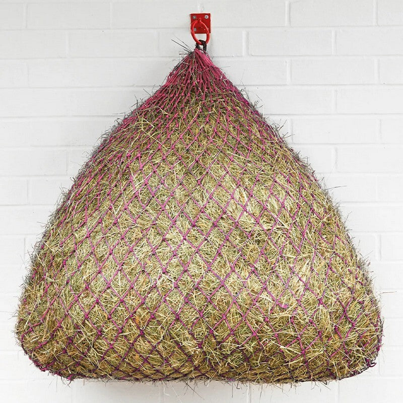 Square Bottom Slow Feeder Hay Net 30 Small Pink/Navy