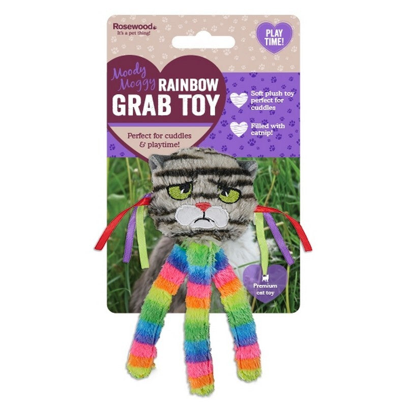 Rosewood Moody Moggy Rainbow Grab Toy x 4