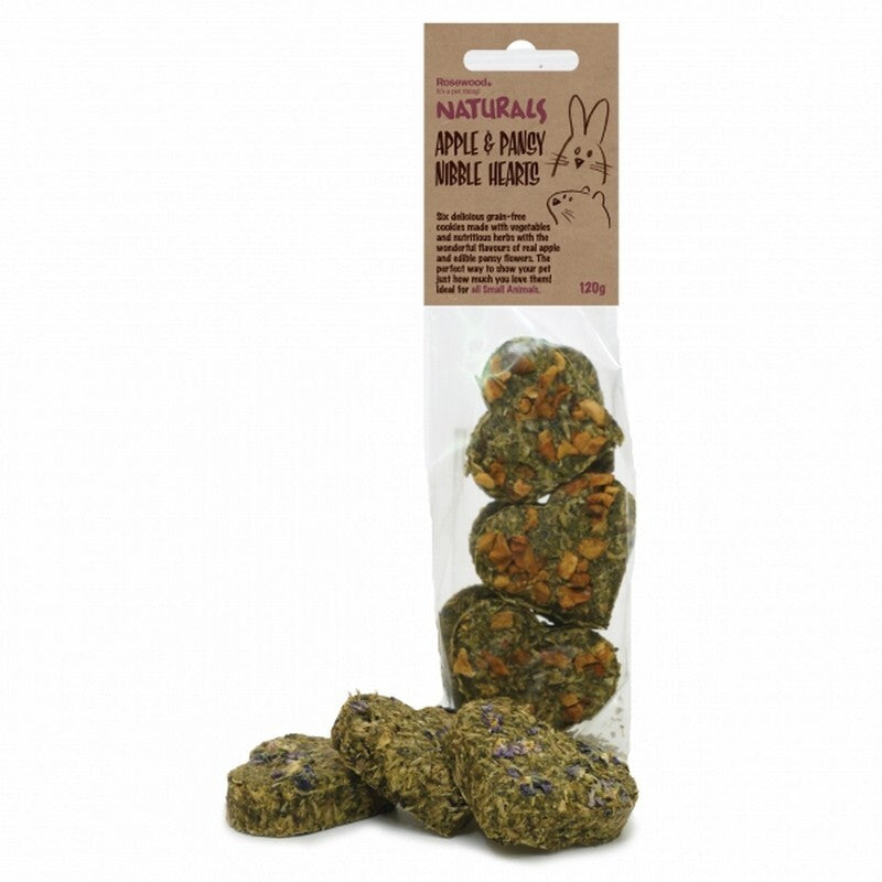 Rosewood Naturals Apple & Pansy Nibble Hearts 120g x 8