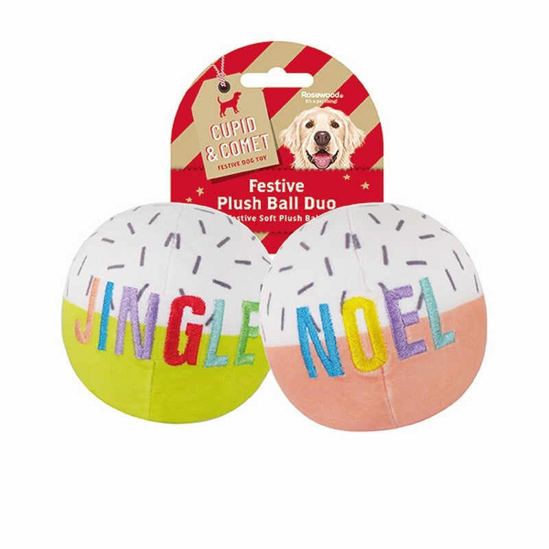 Xmas Festive Plush Ball Duo x4
