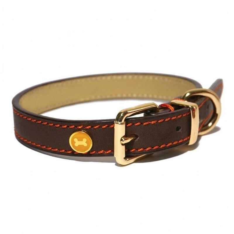 Rosewood Lux Leather Brown Dog Collar 25 - 35cm