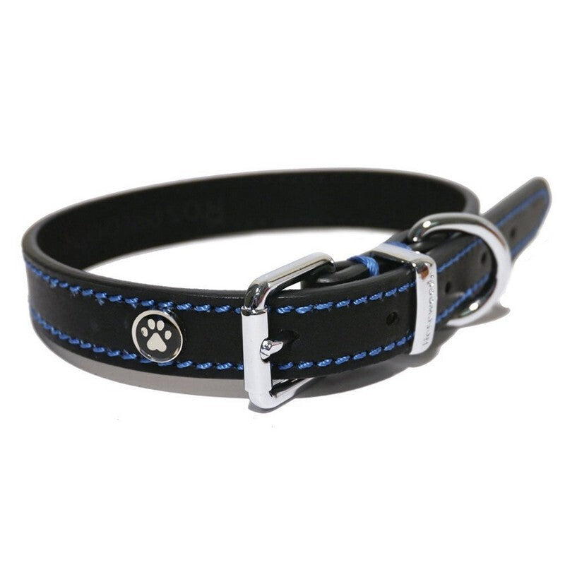 Rosewood Lux Leather Black Dog Collar 35 - 45cm