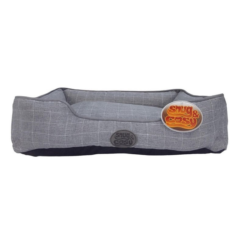 Snug & Cosy Grey Square Check Dog Bed 106cm